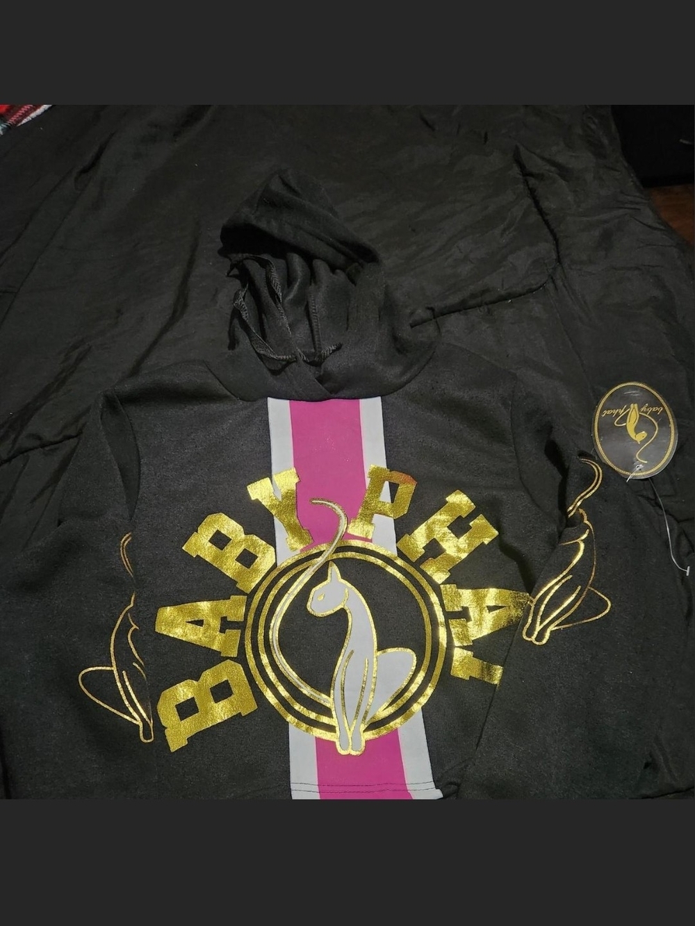 Baby Phat Black Hoodie with Gold and Pink Accents